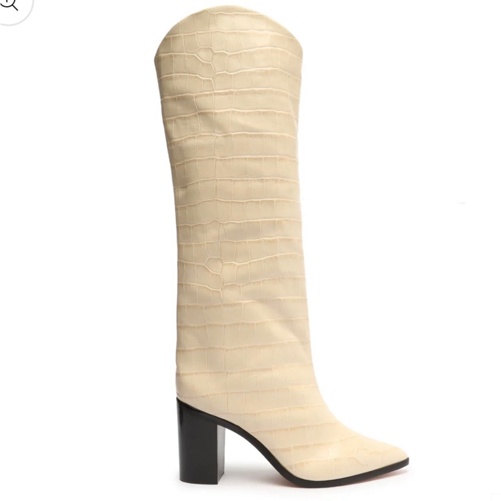Maryana Block Crocodile-Embossed Leather Boot
